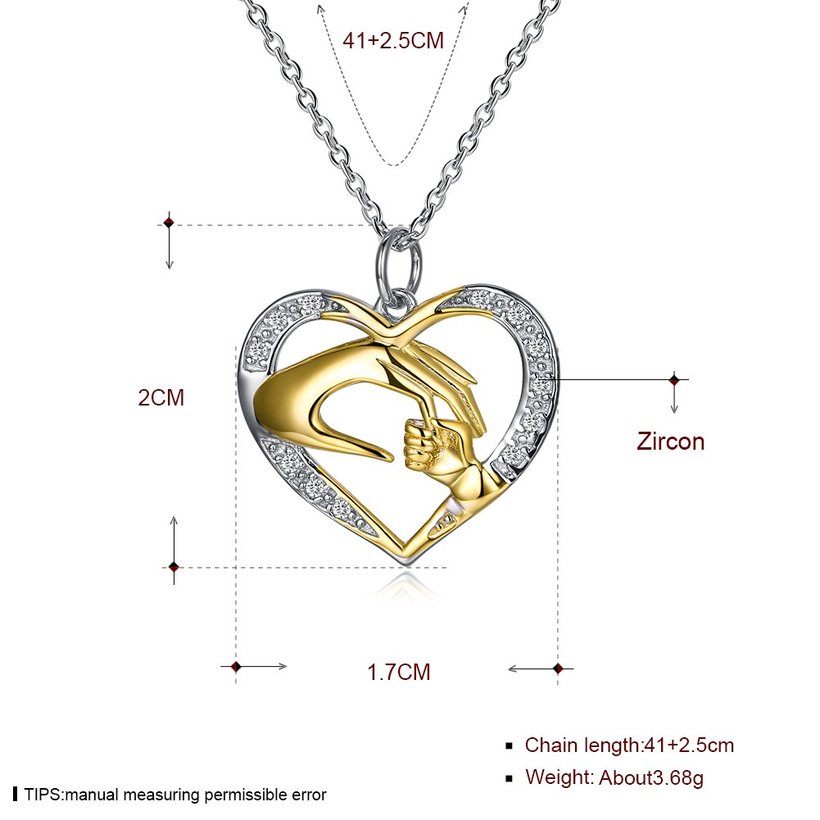 Wholesale new gem-set Romantic heart Pure S925 Sterling Silver Necklace TGSSN011 2