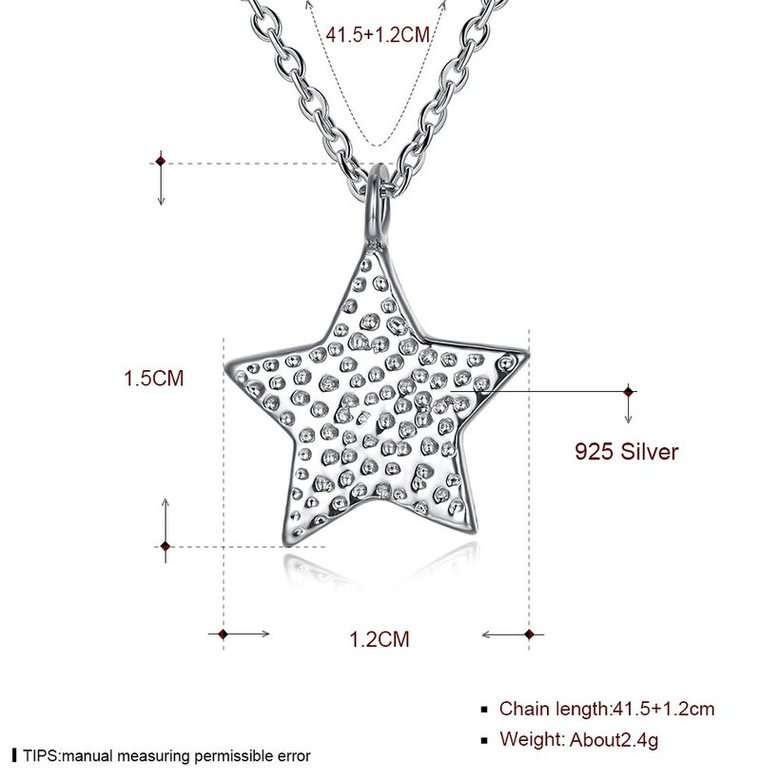 Wholesale Little star Pure S925 Sterling Silver pendant Necklace TGSSN021 2