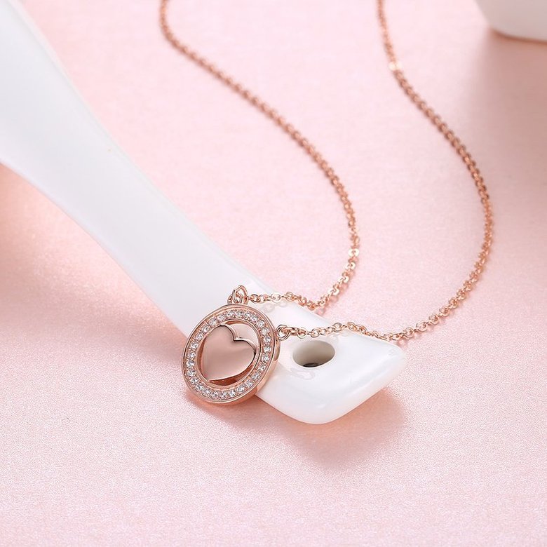 Wholesale Heart Creative CZ Pure S925 Sterling Silver Pandent Necklace TGSSN027 1