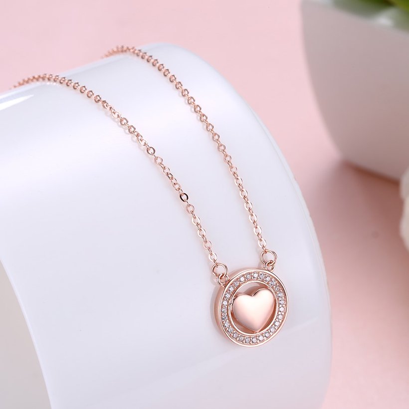 Wholesale Heart Creative CZ Pure S925 Sterling Silver Pandent Necklace TGSSN027 2