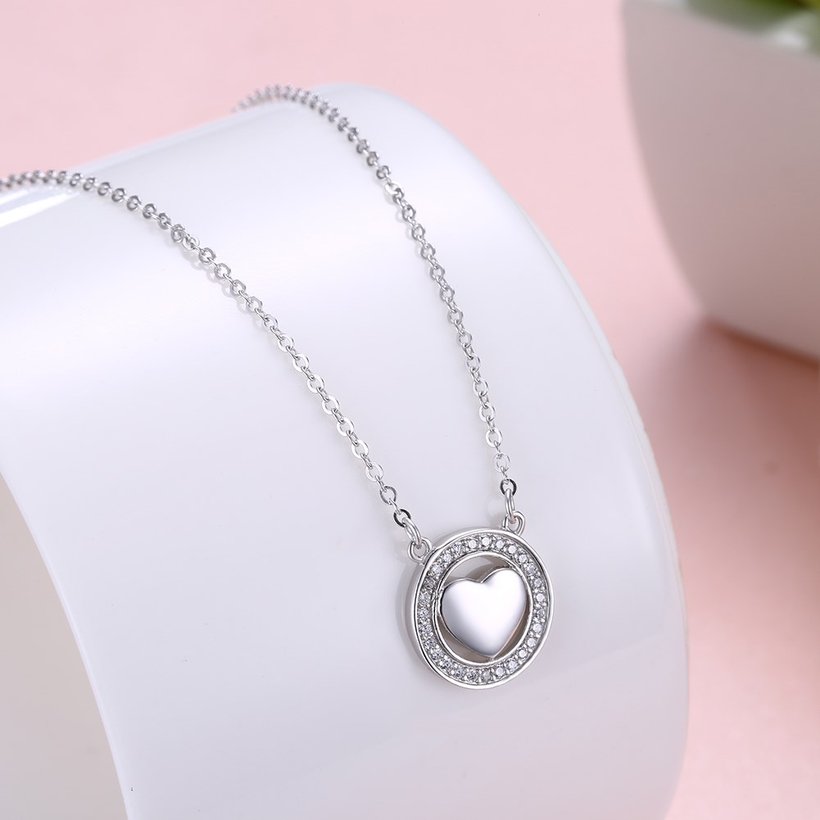 Wholesale Heart Creative CZ Pure S925 Sterling Silver Pandent Necklace TGSSN027 5