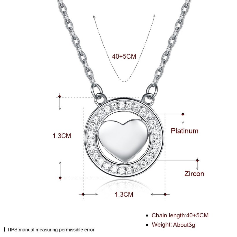 Wholesale Heart Creative CZ Pure S925 Sterling Silver Pandent Necklace TGSSN027 6