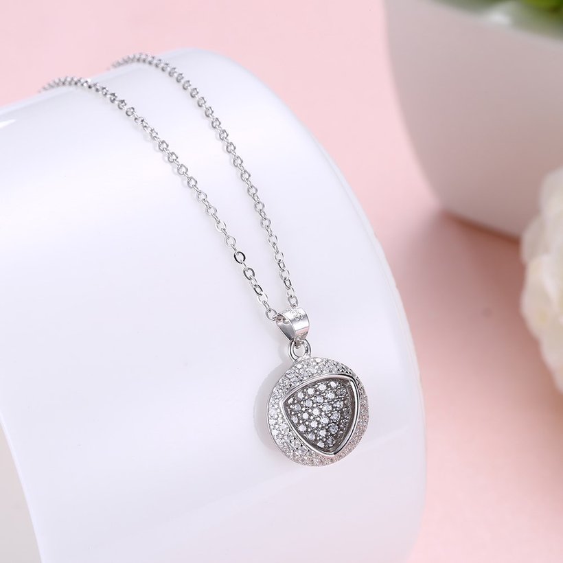 Wholesale Modern Stylish Heart CZ Pure S925 Sterling Silver Pandent Necklace TGSSN029 5