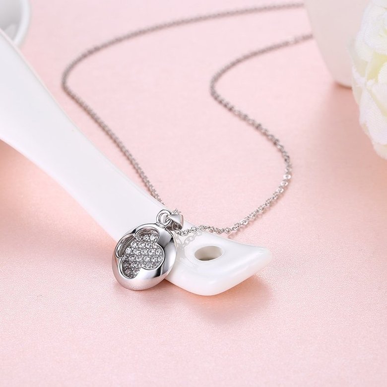 Wholesale Boutique Stylish Heart CZ Pure S925 Sterling Silver Pandent Necklace TGSSN031 2