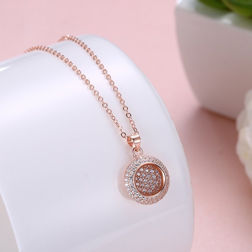 Wholesale Simple Round CZ Pure S925 Sterling Silver Pandent Necklace TGSSN033 1