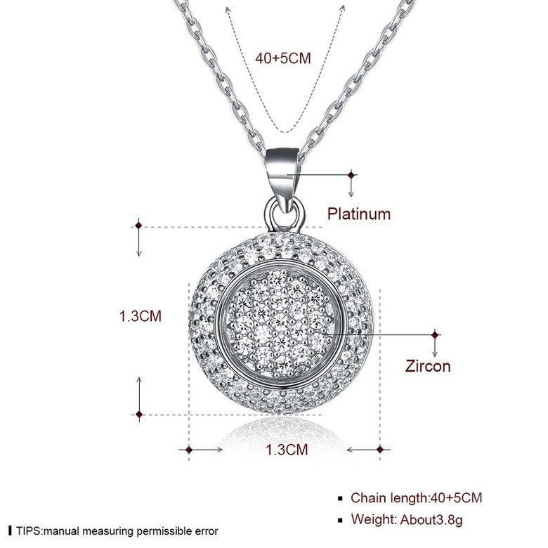 Wholesale Simple Round CZ Pure S925 Sterling Silver Pandent Necklace TGSSN033 4