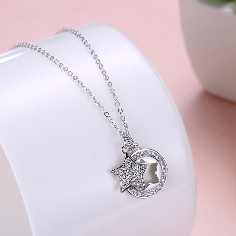 Wholesale Fashion Star CZ S925 Sterling Silver Pandent Necklace TGSSN037 3