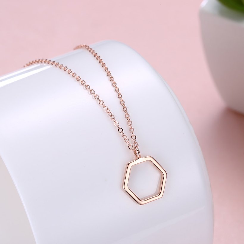 Wholesale Fashionable hexagon hollow out S925 Sterling Silver Necklace TGSSN039 1