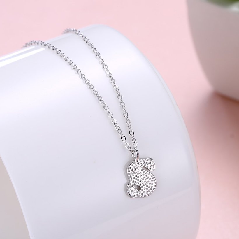 Wholesale Lovely s-shaped pure S925 Sterling Silver pandent Necklace TGSSN043 3