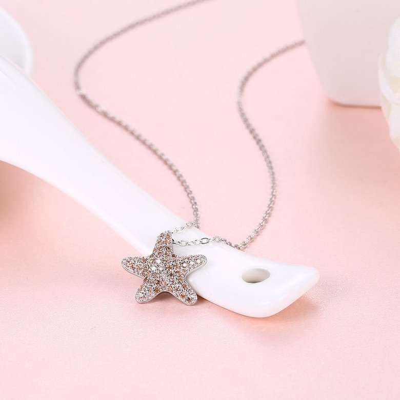 Wholesale Starfish Creative pure S925 Sterling Silver pandent Necklace TGSSN046 3