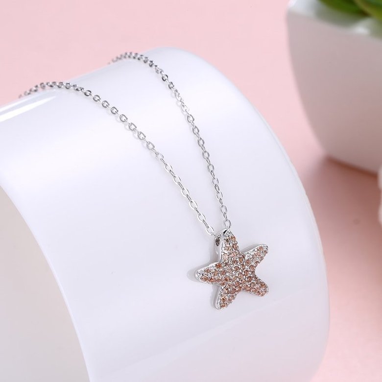 Wholesale Starfish Creative pure S925 Sterling Silver pandent Necklace TGSSN046 4