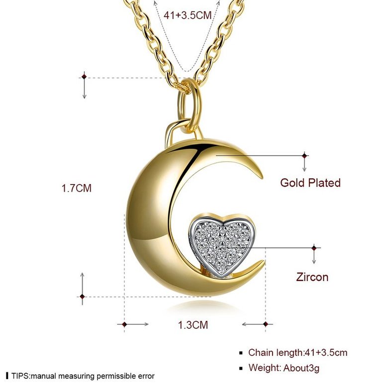 Wholesale Heart-shaped moon pure S925 Sterling Silver pandent Necklace TGSSN002 4