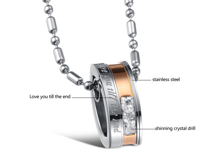 Wholesale Hot selling fashion stainless steel couples Necklace TGSTN028 3
