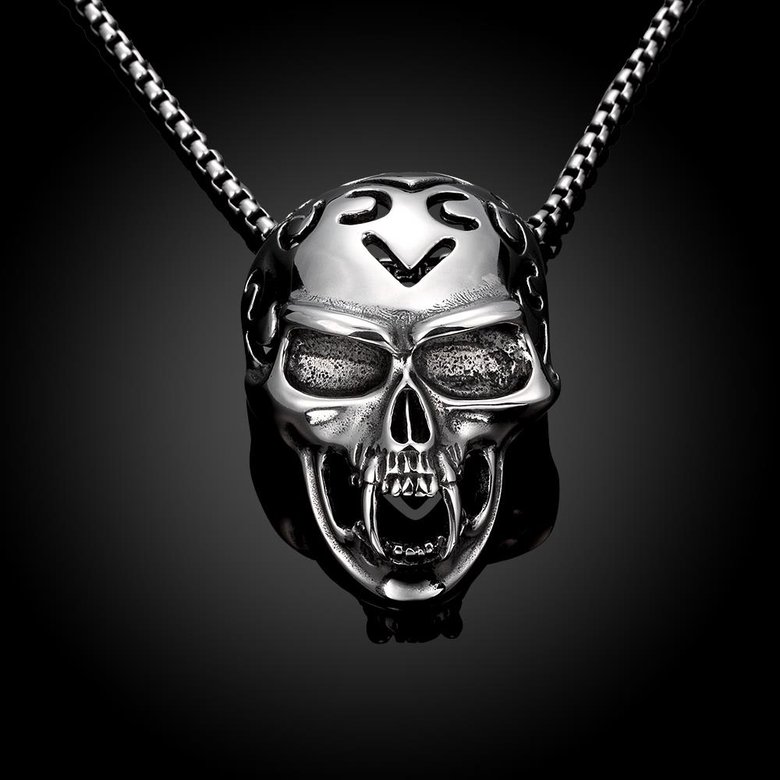 Wholesale Rock 316L stainless steel Skeleton Necklace TGSTN081 0