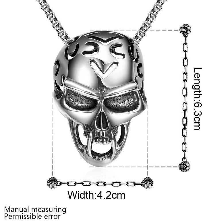 Wholesale Rock 316L stainless steel Skeleton Necklace TGSTN081 1