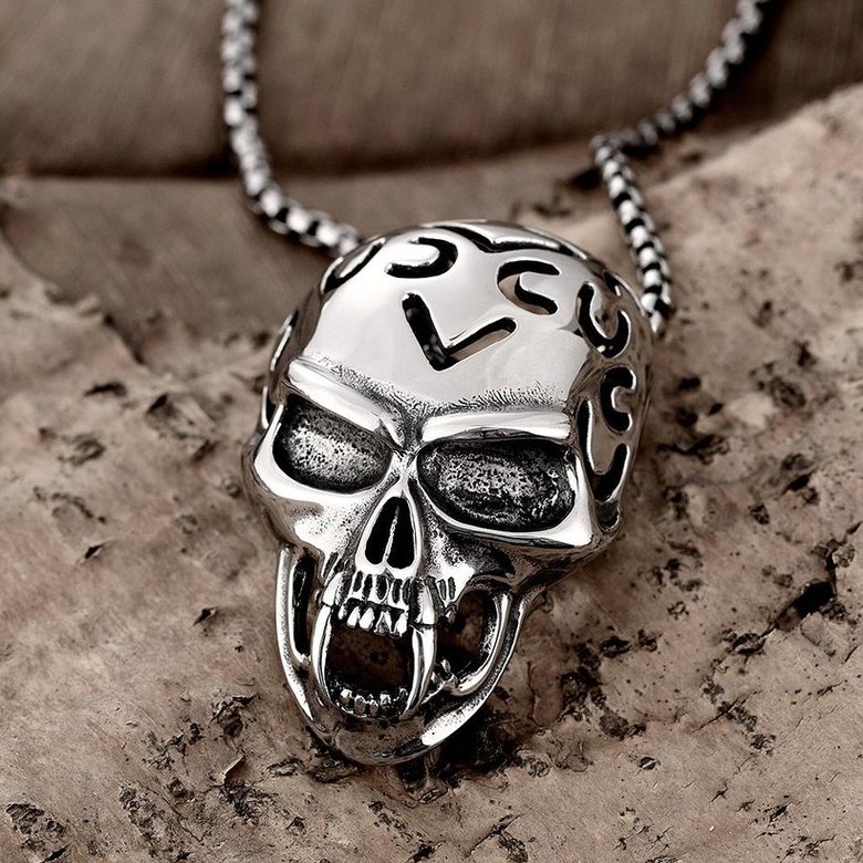 Wholesale Rock 316L stainless steel Skeleton Necklace TGSTN081 3