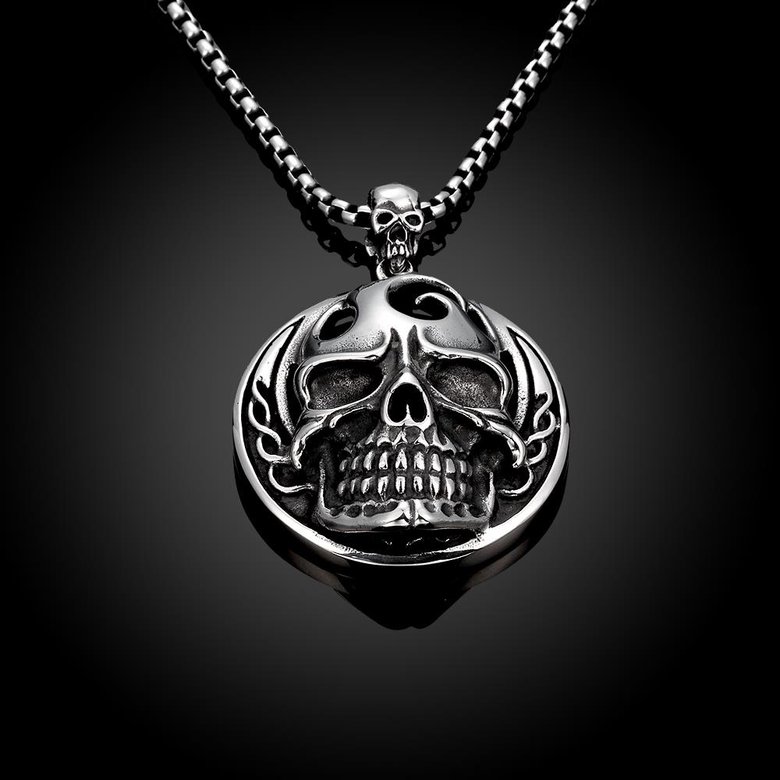 Wholesale Rock 316L stainless steel Skeleton Necklace TGSTN097 1