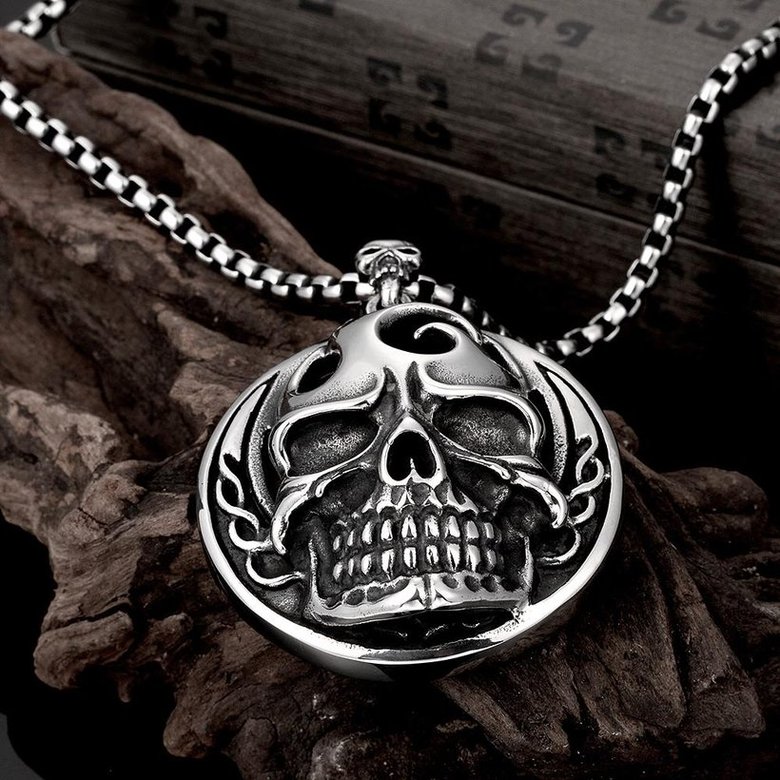 Wholesale Rock 316L stainless steel Skeleton Necklace TGSTN097 2