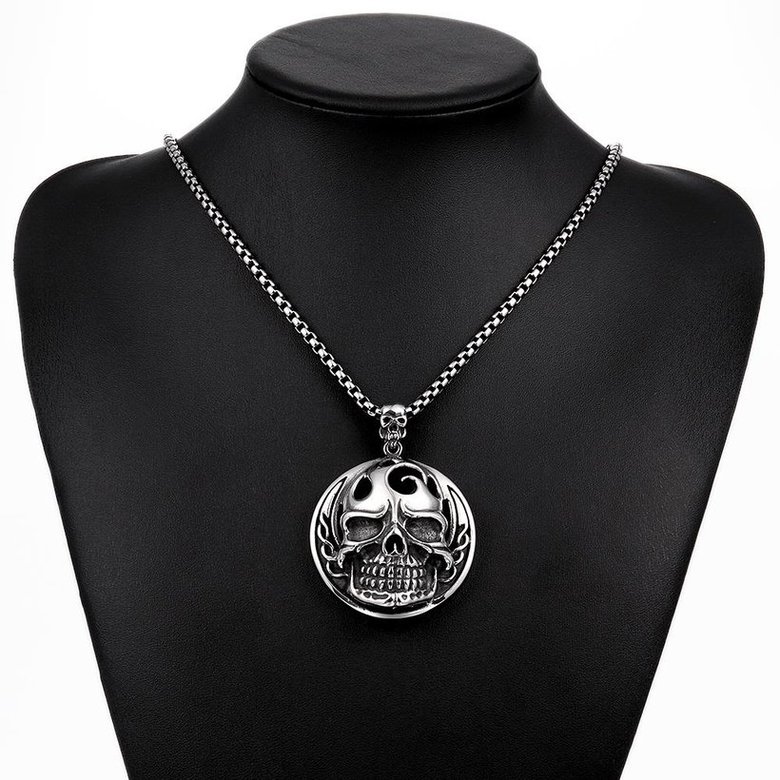 Wholesale Rock 316L stainless steel Skeleton Necklace TGSTN097 4