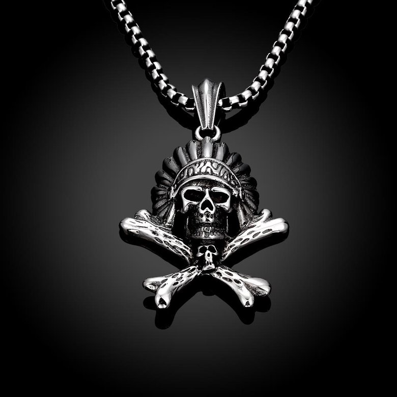 Wholesale Punk 316L stainless steel Skeleton Necklace TGSTN095 1