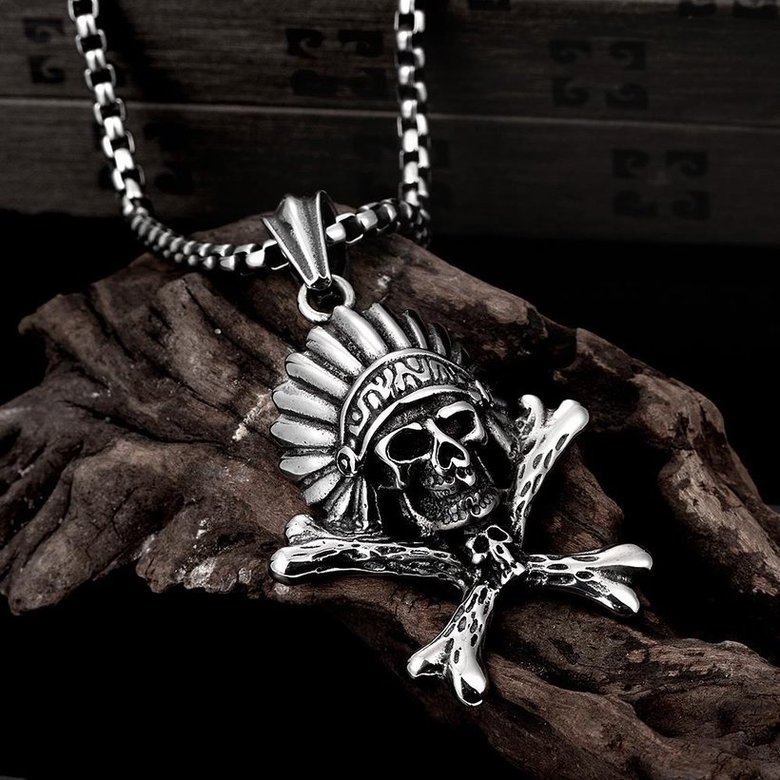 Wholesale Punk 316L stainless steel Skeleton Necklace TGSTN095 2