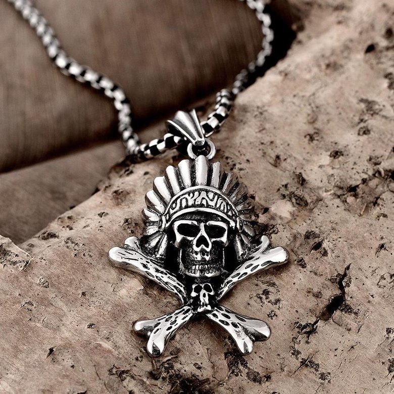 Wholesale Punk 316L stainless steel Skeleton Necklace TGSTN095 3