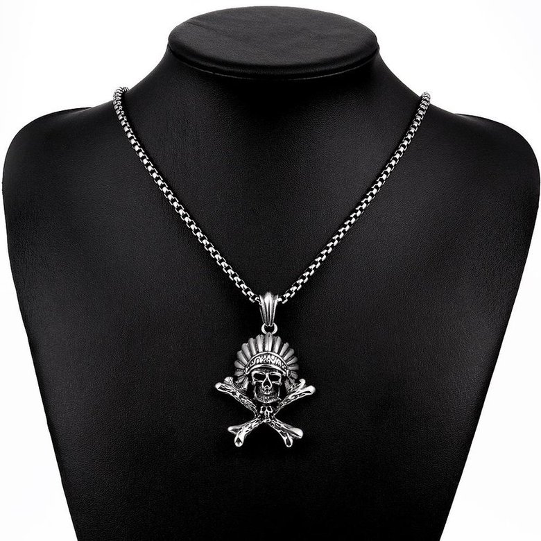 Wholesale Punk 316L stainless steel Skeleton Necklace TGSTN095 4