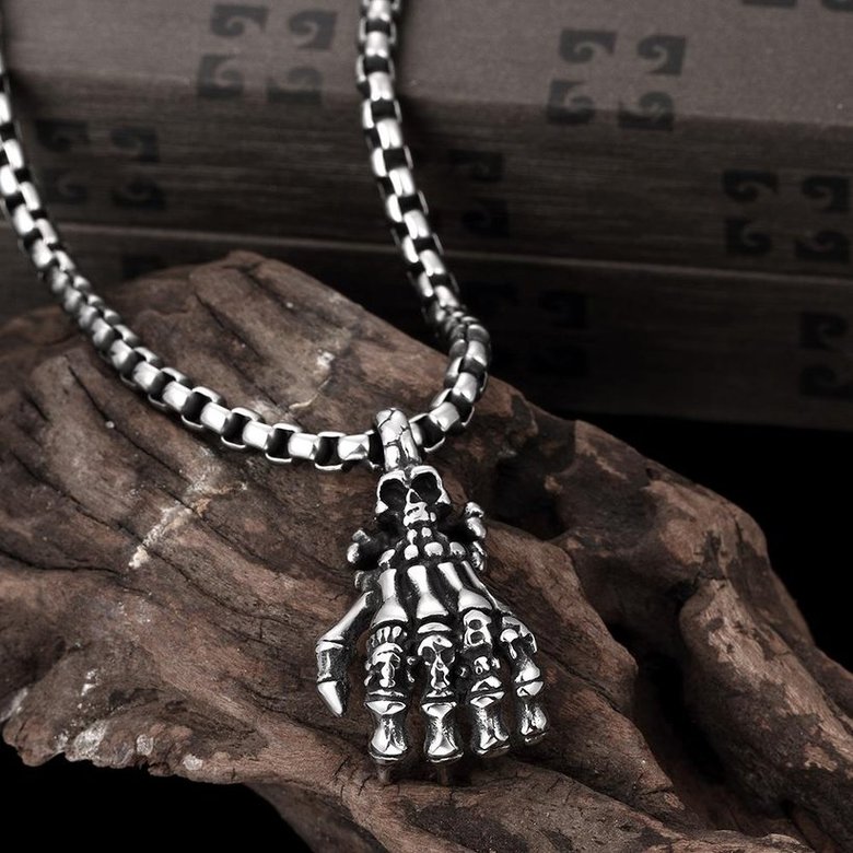 Wholesale Rock 316L stainless steel Skeleton Necklace TGSTN107 2