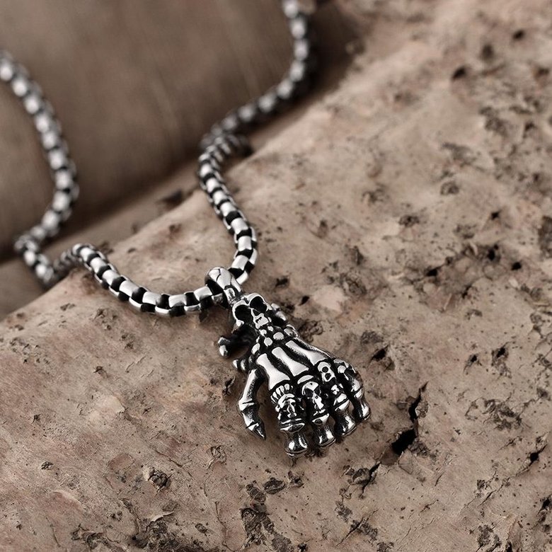 Wholesale Rock 316L stainless steel Skeleton Necklace TGSTN107 3