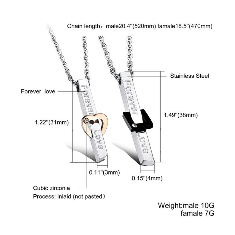 Wholesale New Style Fashion Stainless Steel Couples necklaceLovers TGSTN022 1