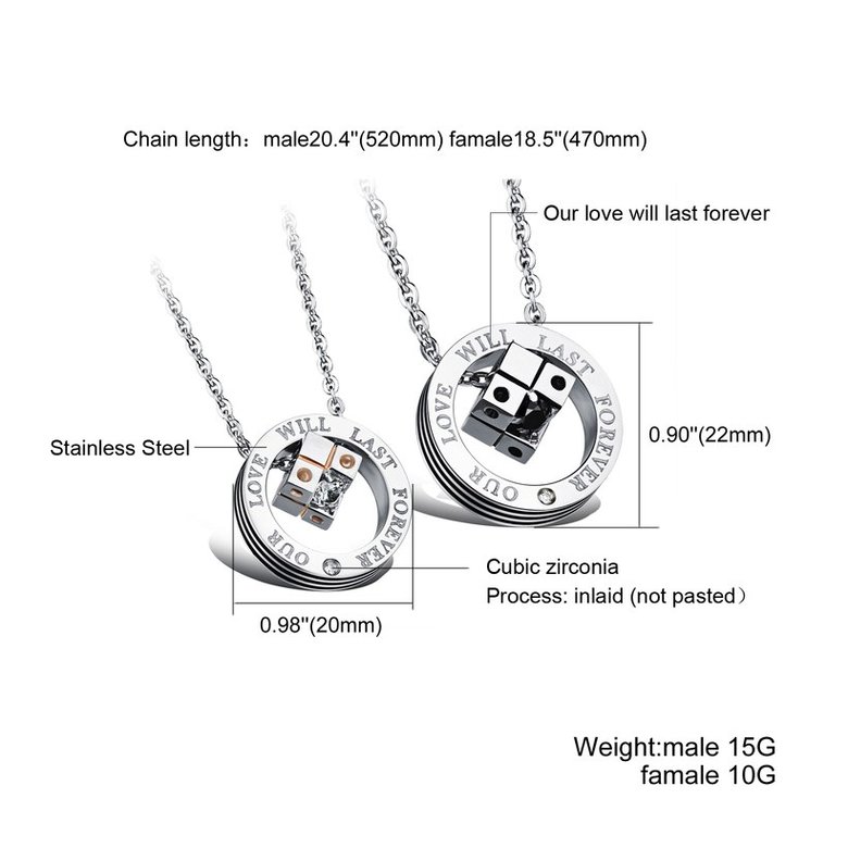 Wholesale New Style Fashion Stainless Steel Couples necklaceLovers TGSTN023 1