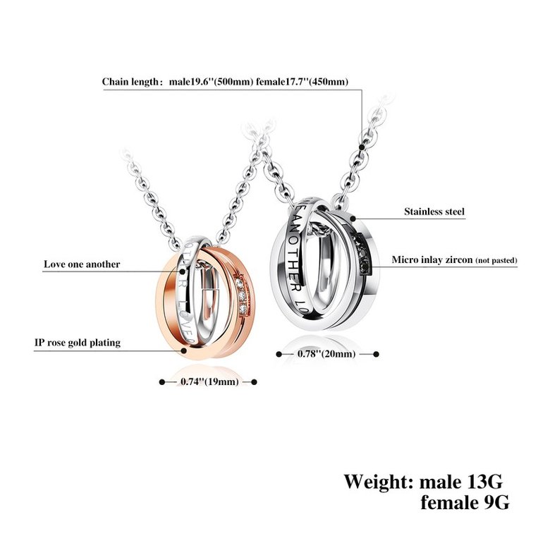 Wholesale Fashion Stainless Steel Couples necklaceLovers TGSTN007 1