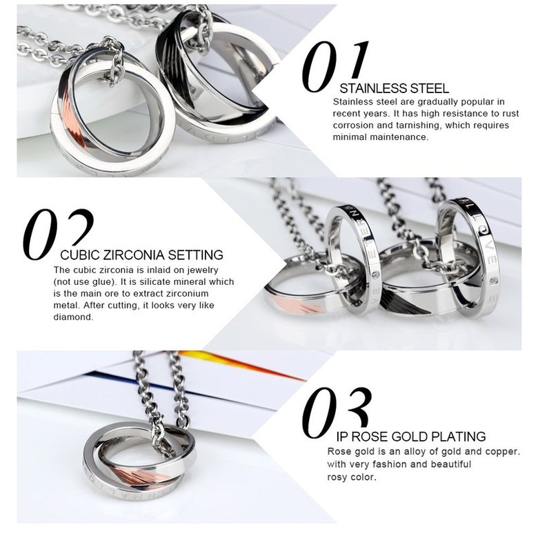 Wholesale New Fashion Stainless Steel Couples necklaceLovers TGSTN011 2