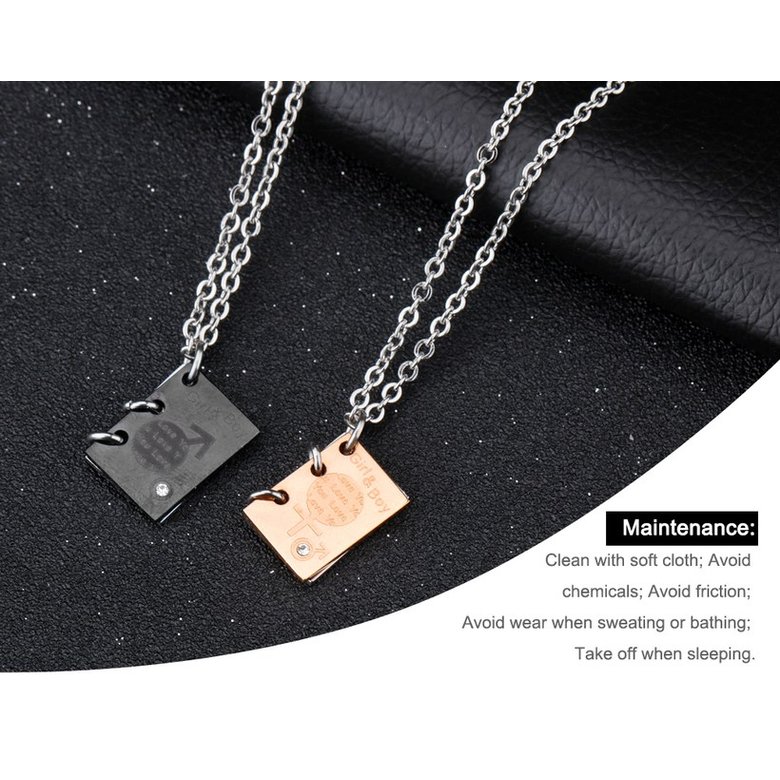 Wholesale New Fashion Stainless Steel Couples necklaceLovers TGSTN017 2