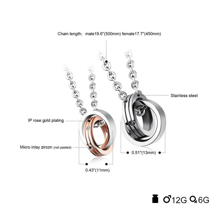 Wholesale New Fashion Stainless Steel Couples necklaceLovers TGSTN019 0