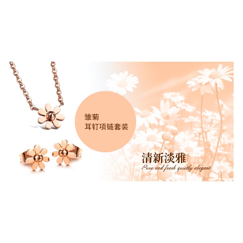 Wholesale Fashion elegant stainless steel rose gold plating daisy Necklace TGSTN128 0