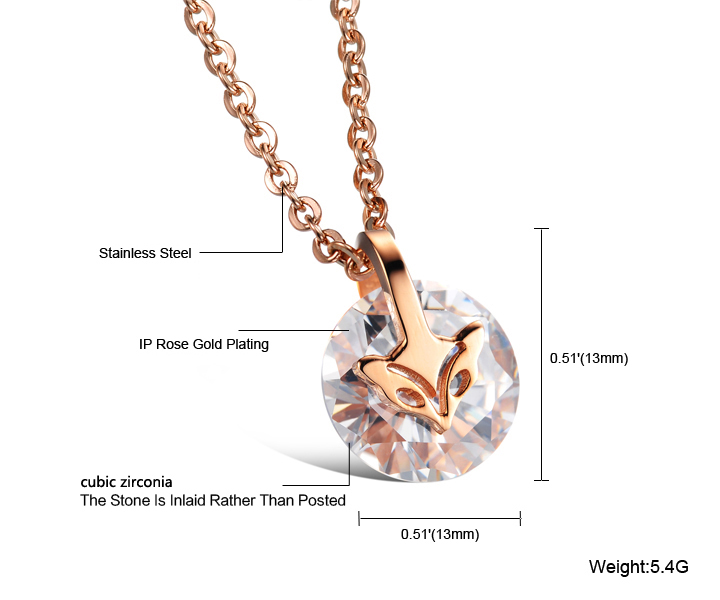 Wholesale Fashion stainless steel CZ elegant fox Necklace TGSTN129 6