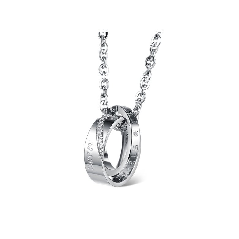 Wholesale Fashion stainless steel CZ couples Necklace TGSTN026 0