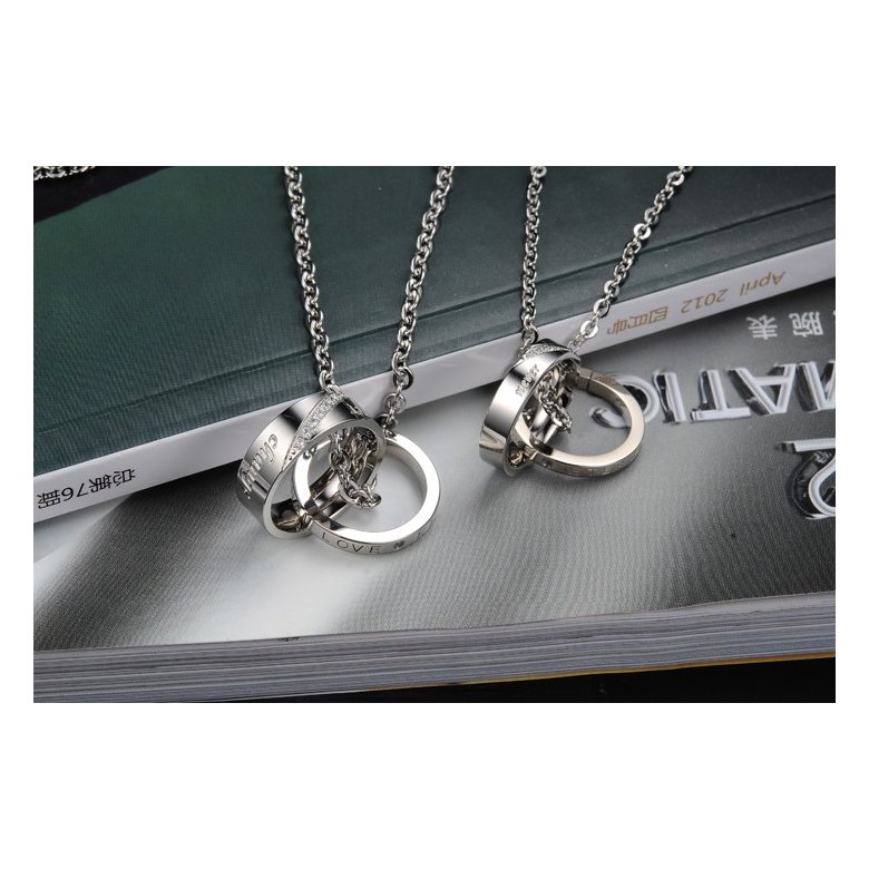 Wholesale Fashion stainless steel CZ couples Necklace TGSTN026 2