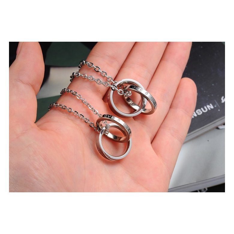 Wholesale Fashion stainless steel CZ couples Necklace TGSTN026 3