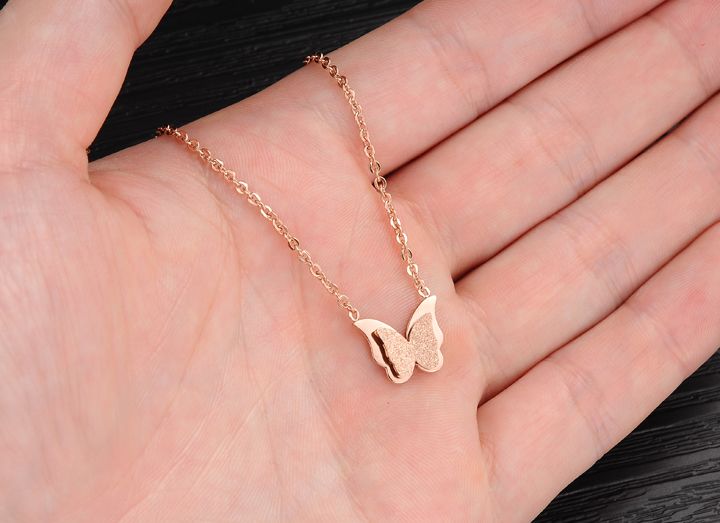 Wholesale Hot selling fashion jewelry stainless steel butterfly Necklace TGSTN131 1