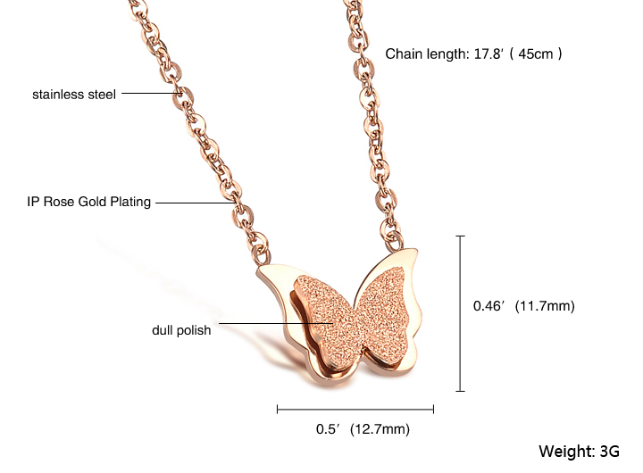 Wholesale Hot selling fashion jewelry stainless steel butterfly Necklace TGSTN131 3