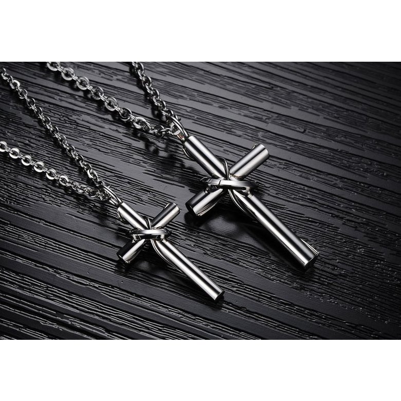 Wholesale The popularhot selling fashion stainless steel jewelry cross couples Necklace TGSTN030 1