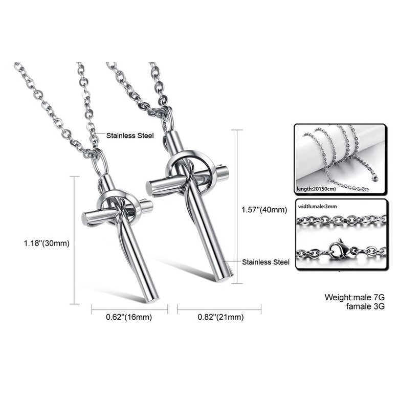 Wholesale The popularhot selling fashion stainless steel jewelry cross couples Necklace TGSTN030 3