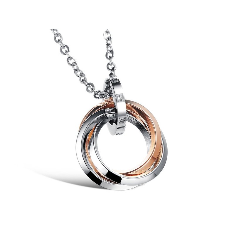 Wholesale Free shipping fashion stainless steel jewelry multiple ring couples Necklace TGSTN031 1