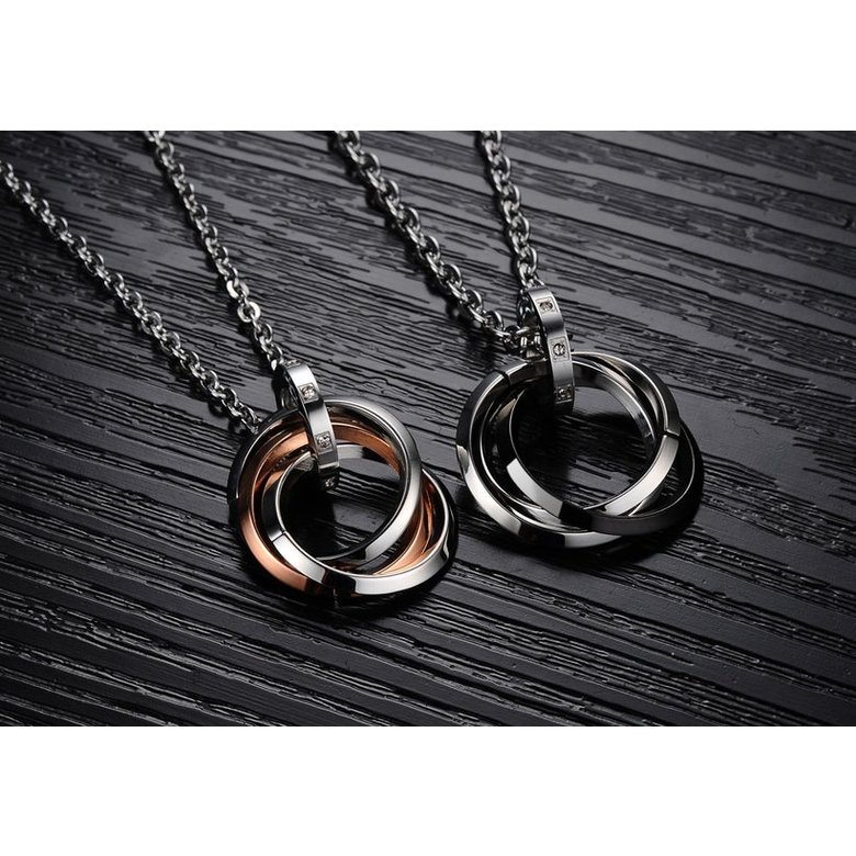 Wholesale Free shipping fashion stainless steel jewelry multiple ring couples Necklace TGSTN031 2