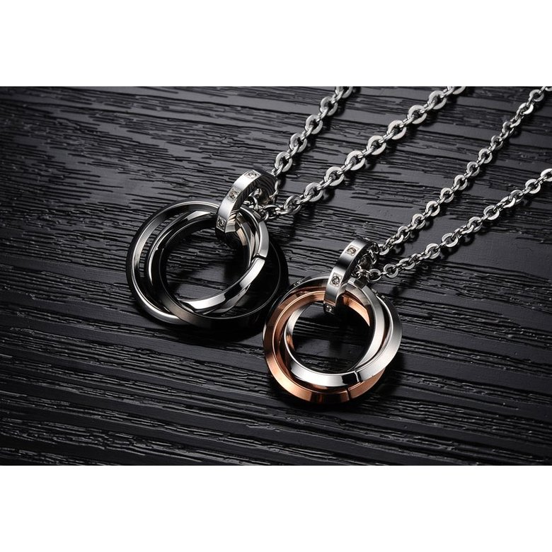 Wholesale Free shipping fashion stainless steel jewelry multiple ring couples Necklace TGSTN031 3