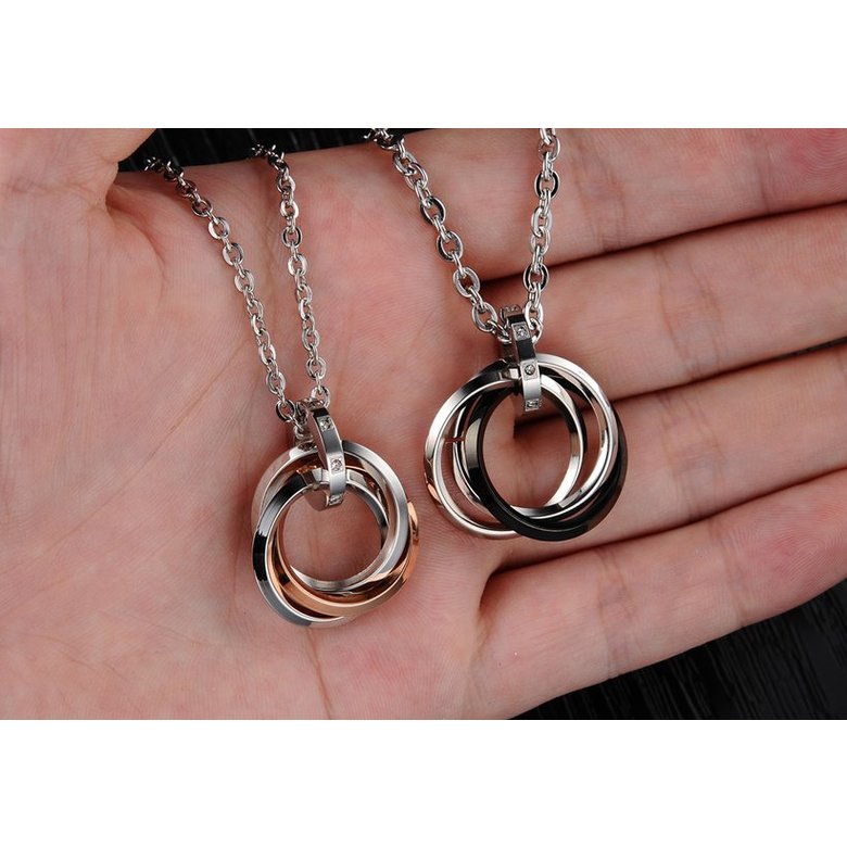Wholesale Free shipping fashion stainless steel jewelry multiple ring couples Necklace TGSTN031 4