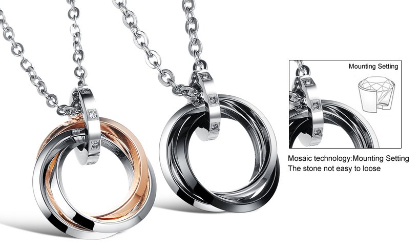 Wholesale Free shipping fashion stainless steel jewelry multiple ring couples Necklace TGSTN031 5