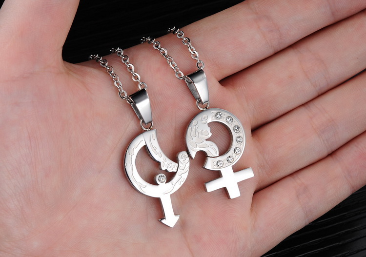 Wholesale Hot selling fashion stainless steel couples Necklacepair TGSTN033 1